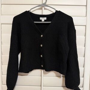 Topshop Black Ribbed Cardigan